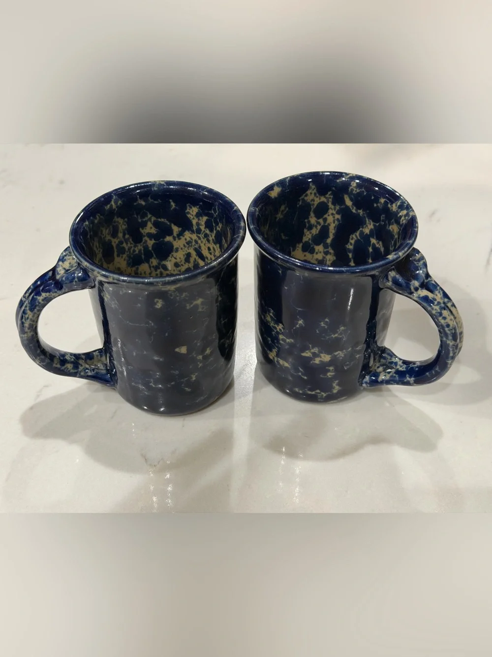 Vintage 4 piece Bennington Potters Agate Blue Sponge